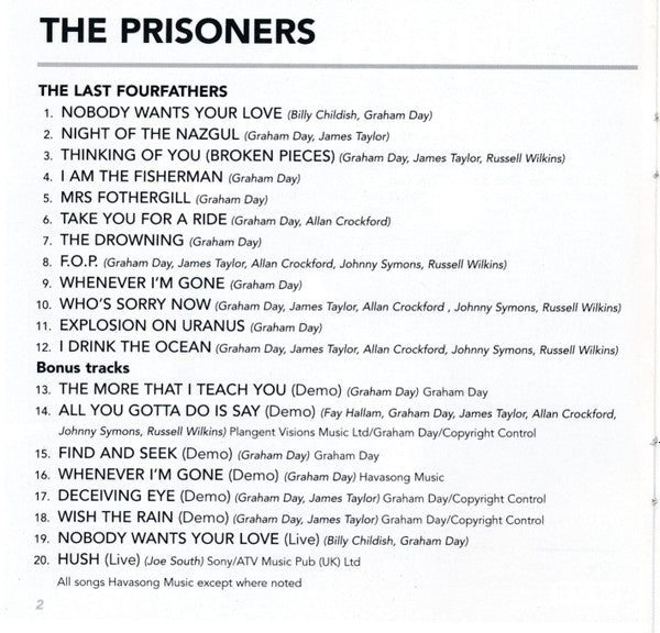 The Prisoners : The Last Fourfathers (CD, Album, RE, RM)