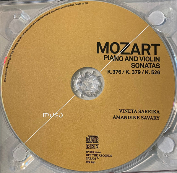Wolfgang Amadeus Mozart, Vineta Sareika, Amandine Savary : Piano And Violin Sonatas K.376 / K.379 / K.526 (CD)