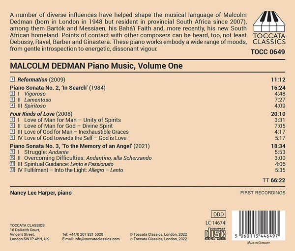 Malcolm Dedman - Nancy Lee Harper : Piano Music, Volume One (CD, Album)