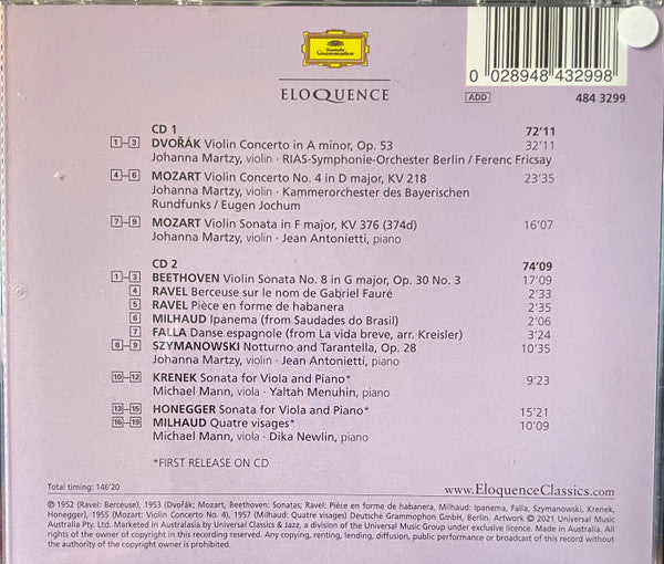 Johanna Martzy, Michael Mann (6) : Complete Deutsche Grammophon Recordings (2xCD, Comp, Mono)