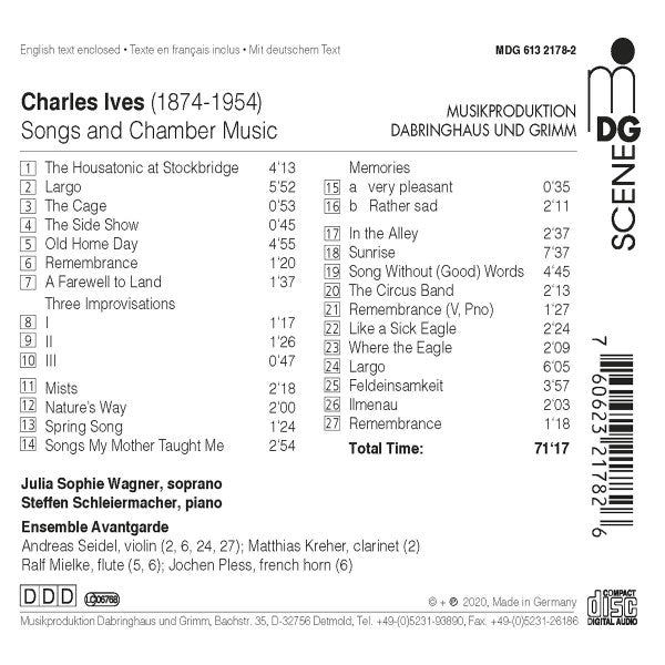 Charles Ives, Julia Sophie Wagner, Ensemble Avantgarde : In The Alley: Songs And Chamber Music (CD, Album)