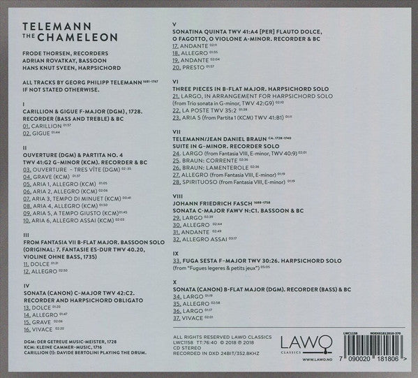 Georg Philipp Telemann, Bergen Barokk : The Chameleon  (CD, Album)
