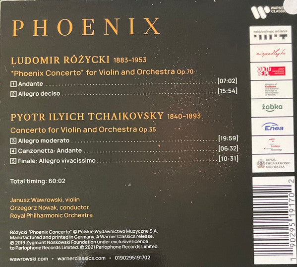 Janusz Wawrowski, Ludomir Różycki, Pyotr Ilyich Tchaikovsky, Royal Philharmonic Orchestra, Grzegorz Nowak : Phoenix (CD, Album)