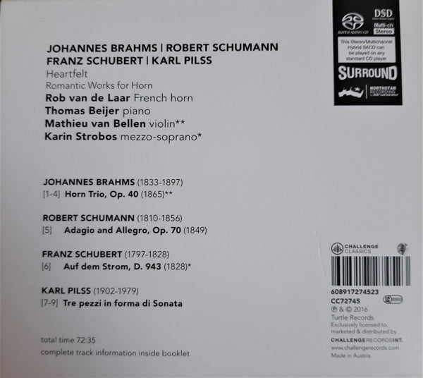 Rob Van De Laar, Thomas Beijer, Mathieu Van Bellen, Karin Strobos : Heartfelt- Romantic Works For Horn (SACD, Hybrid, Multichannel)