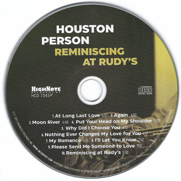 Houston Person : Reminiscing At Rudy's (CD, Album)