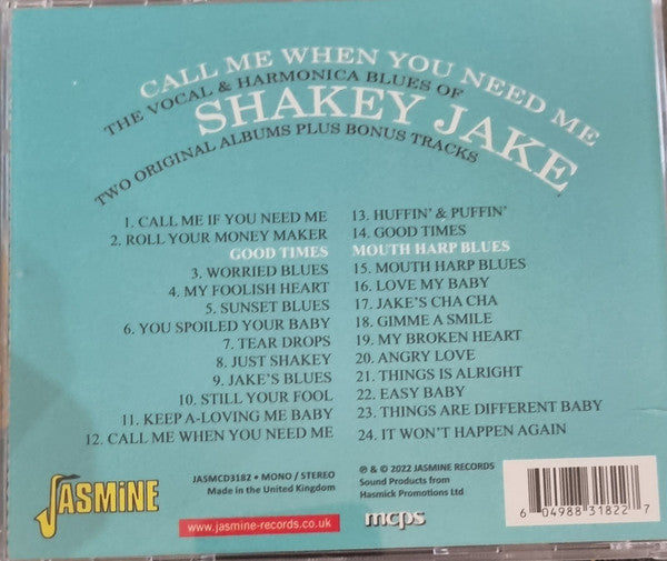 Shakey Jake : Call Me When You Need Me (CD, Comp, Mono, RE)