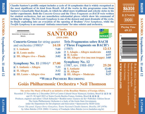 Claudio Santoro, Goiás Philharmonic Orchestra, Neil Thomson (2) : Symphonies Nos. 11 And 12 (CDr, Album)