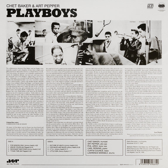 Chet Baker & Art Pepper : Playboys (LP, Album, Mono, Ltd, RE, RM, 180)