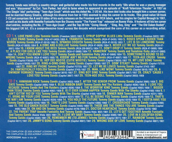 Tommy Sands : The Tommy Sands Singles Collection: As & Bs 1951-1961 (2xCD, Comp)
