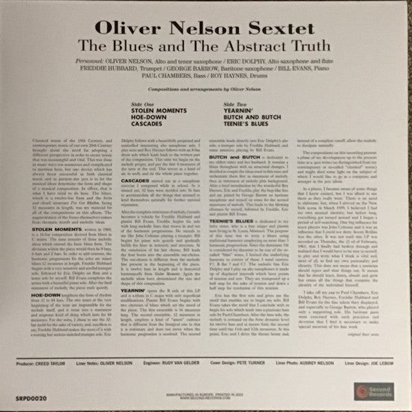 Oliver Nelson : The Blues And The Abstract Truth (LP, Album, RE, 180)