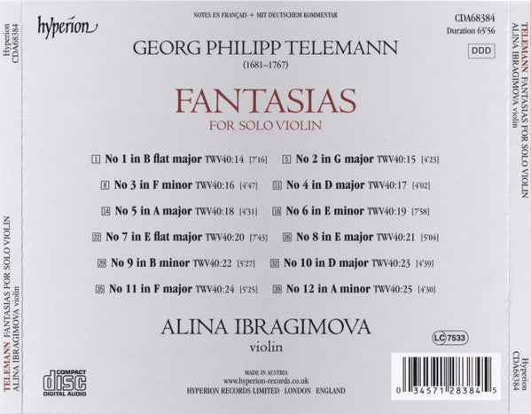 Georg Philipp Telemann, Alina Ibragimova : Fantasias (For Solo Violin) (CD, Album)