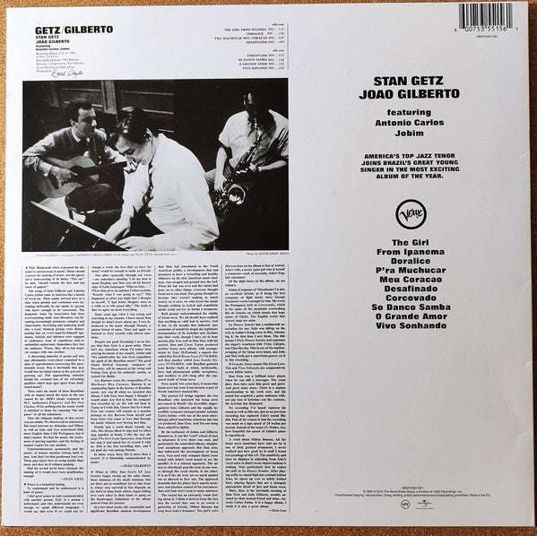 Stan Getz, Joao Gilberto* Featuring Antonio Carlos Jobim : Getz / Gilberto (LP, Album, RE, RM)