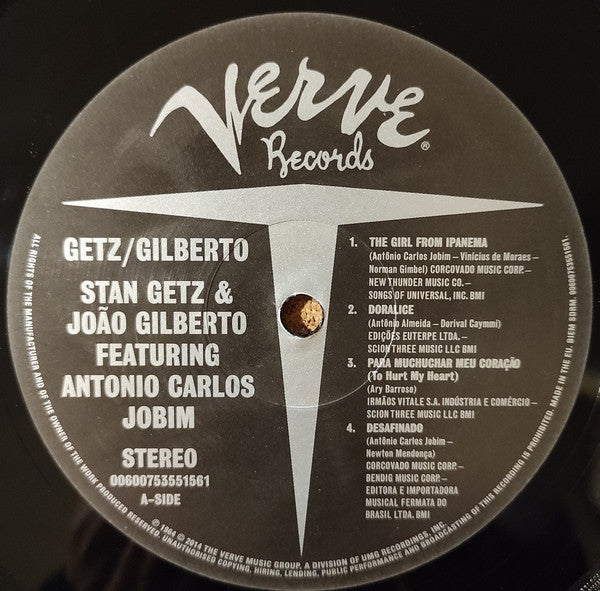 Stan Getz, Joao Gilberto* Featuring Antonio Carlos Jobim : Getz / Gilberto (LP, Album, RE, RM)