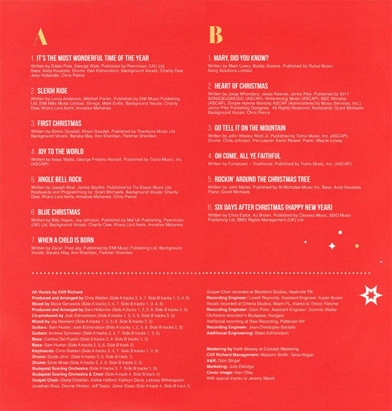 Cliff Richard : Christmas With Cliff (LP, Album, Ltd, Red)