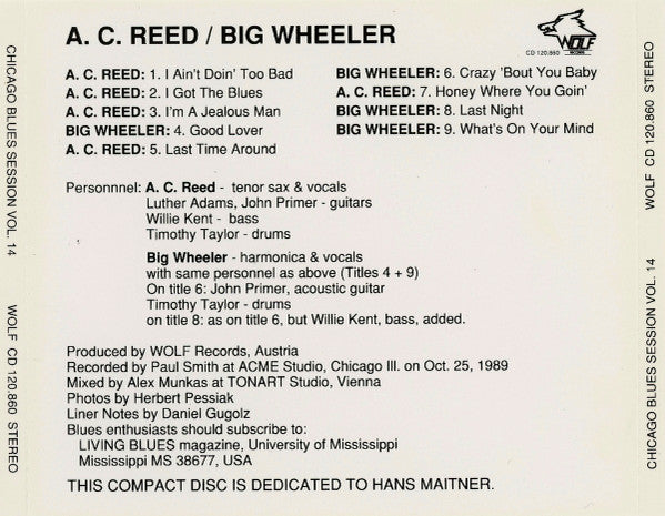 A.C. Reed / Golden "Big" Wheeler : Chicago Blues Session Volume 14 (CD, Album)