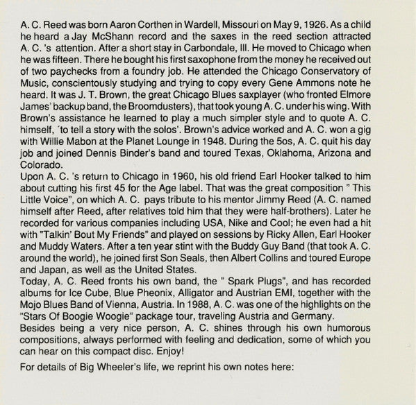 A.C. Reed / Golden "Big" Wheeler : Chicago Blues Session Volume 14 (CD, Album)