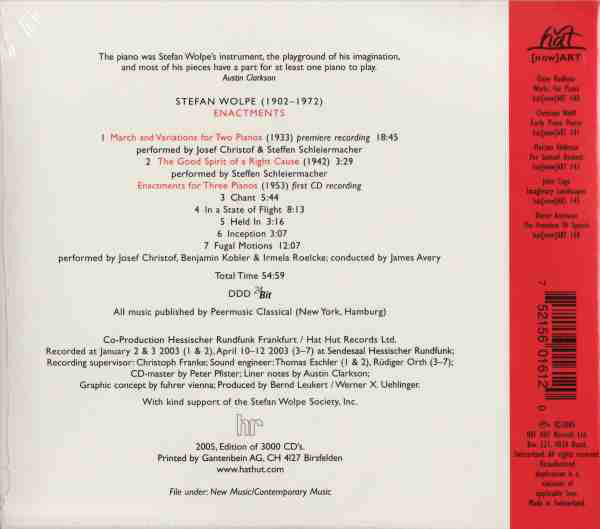 Stefan Wolpe : Enactments (CD, Album)