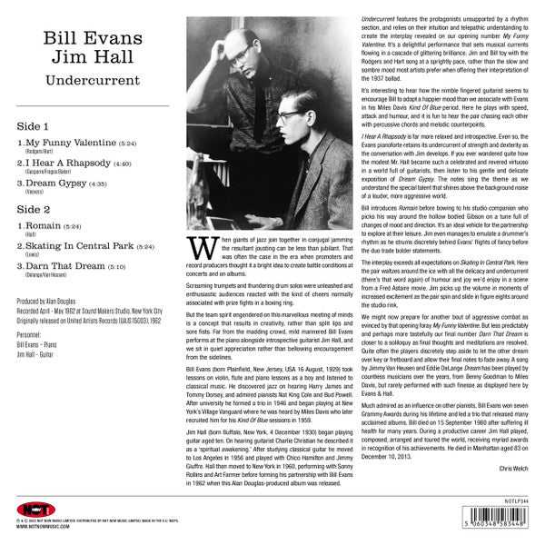 Bill Evans, Jim Hall : Undercurrent (LP, Album, RE, Whi)