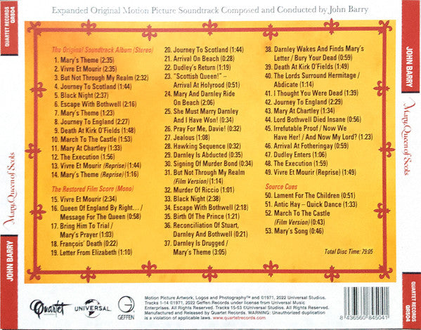 John Barry : Mary, Queen Of Scots (Expanded Original Motion Picture Soundtrack) (CD, Album, Mono, Ltd, RM)