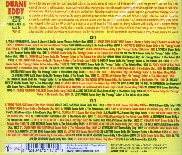 Duane Eddy : The Complete US & UK Singles And EPs As & Bs 1955-62 (2xCD, Comp)
