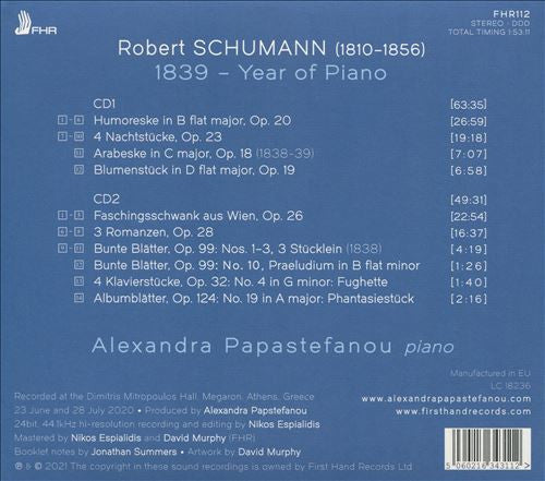 Robert Schumann – Αλεξάνδρα Παπαστεφάνου : Schumann 1839 – Year of Piano (2xCD, Album)