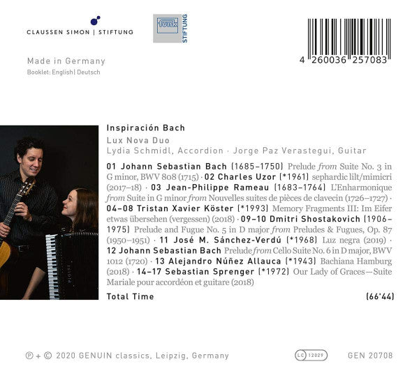 Lux Nova Duo : Inspiración Bach (CD, Album)