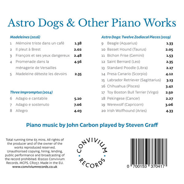 John Carbon, Steven Graff : Astro Dogs & Other Piano Works (CD, Album)