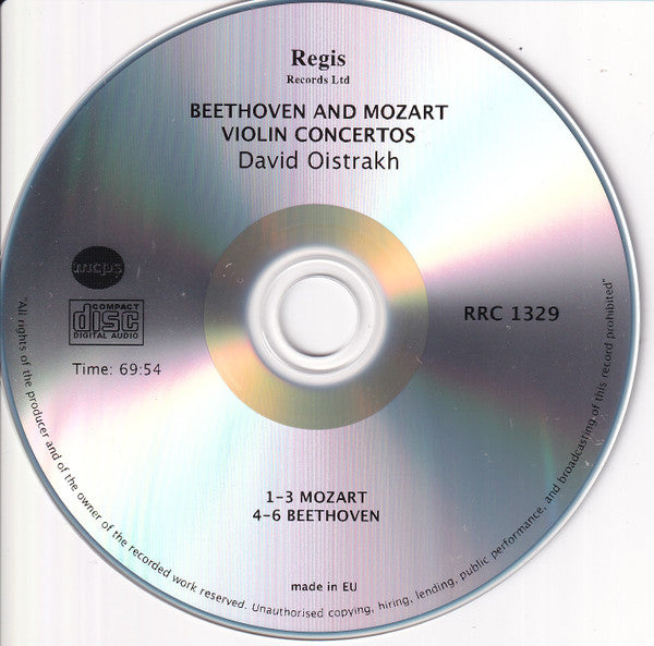 Beethoven*, Mozart*  -  David Oistrakh*, French National Radio Orchestra*, The Philharmonia Orchestra*, André Cluytens : Violin Concerto In D Major Op. 61 • Violin Concerto No. 3 In G Major K216 (CD, Comp, RE, RM)