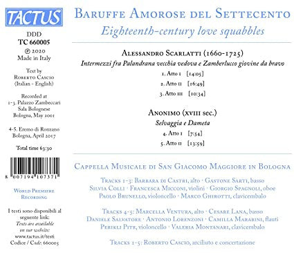 Alessandro Scarlatti, Cappella Musicale di San Giacomo Maggiore In Bologna, Roberto Cascio : Baruffe Amorose Del Settecento (CD, Album)