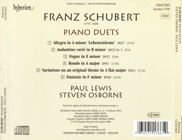 Franz Schubert / Steven Osborne, Paul Lewis (7) : Piano Duets (CD, Album)