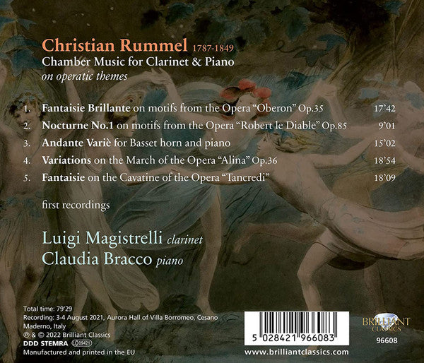 Christian Rummel - Luigi Magistrelli, Claudia Bracco : Chamber Music For Clarinet & Piano (CD, Album)