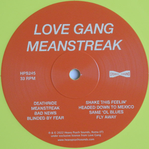 Love Gang (3) : Meanstreak (LP, Album, Ltd, Yel)