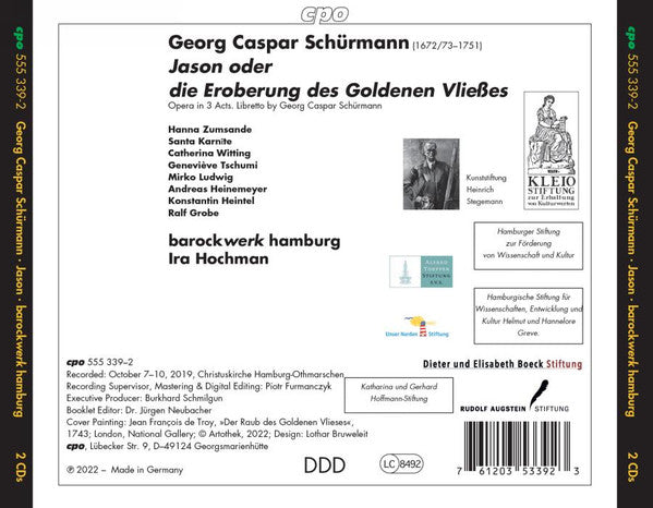 Georg Caspar Schürmann - Barockwerk Hamburg • Ira Hochman : Jason (2xCD, Album)