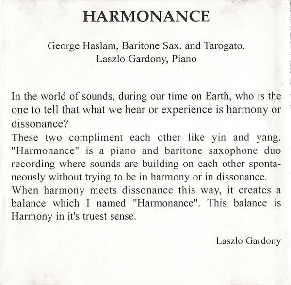 George Haslam / László Gárdonyi : Harmonance (CD, Album)