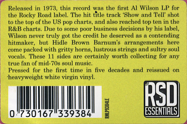 Al Wilson : Show And Tell (LP, Album, RSD, Ltd, RE, Whi)