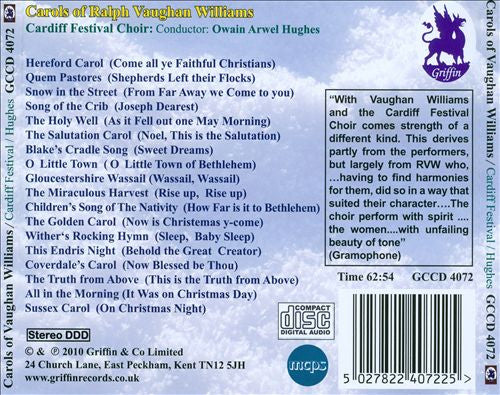 Ralph Vaughan Williams, Cardiff Festival Choir, Owain Arwel Hughes : Carols Of Vaughan Williams (CD, Album)