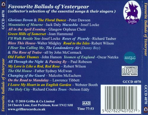 Various : Favourite Ballads Of Yesteryear  (CD, Album)