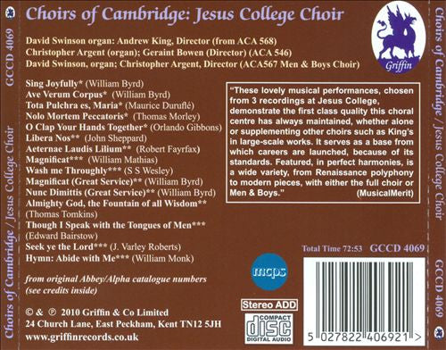 Choir Of Jesus College Cambridge, Geraint Bowen, Andrew King (22), Christopher Argent : I Saw The Lord (CD, Album)
