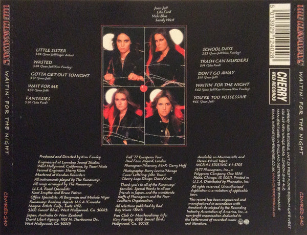 The Runaways : Waitin' For The Night (CD, Album, RE)