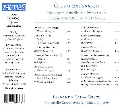 Various : Cello Extension, Opere Per Violoncello Solo Del Xxi Secolo (CD, Album)