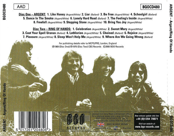 Argent : Argent / Ring Of Hands (CD, Album, RE, RM + CD, Album, RE, RM + Comp)