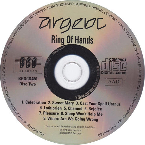 Argent : Argent / Ring Of Hands (CD, Album, RE, RM + CD, Album, RE, RM + Comp)