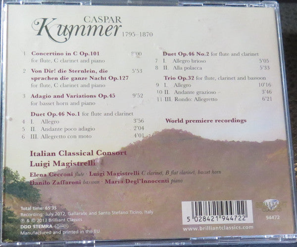 Caspar Kummer - Luigi Magistrelli, Italian Classical Consort : Chamber Music For Winds (CD, Album)