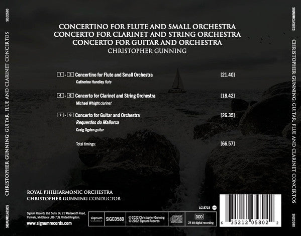Christopher Gunning - Catherine Handley, Michael Whight, Craig Ogden, Royal Philharmonic Orchestra : Concertino For Flute And Small Orchestra - Concerto For Clarinet And String Orchestra - Concerto For Guitar And Orchestra (CD, Album, 24-)