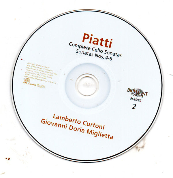 Carlo Alfredo Piatti - Lamberto Curtoni, Giovanni Doria Miglietta : Complete Cello Sonatas (2xCD, Album)