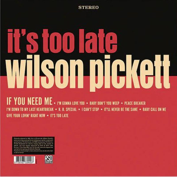 Wilson Pickett : It's Too Late (LP, Album, RSD, RE, Cre)