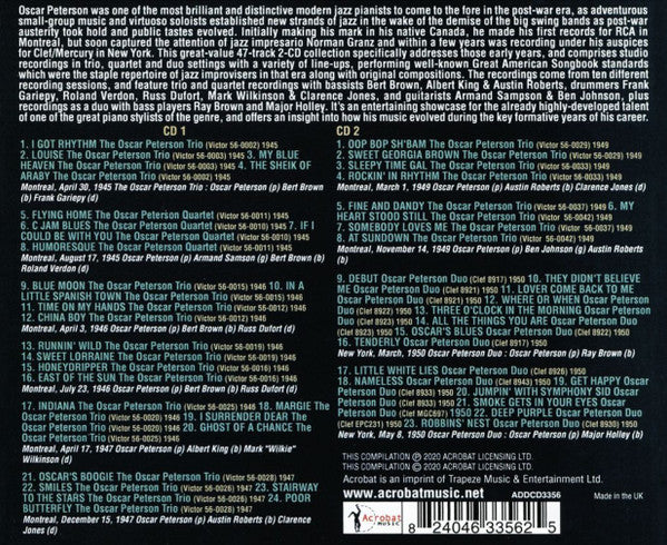Oscar Peterson : The Early Years 1945-50 (2xCD, Comp)