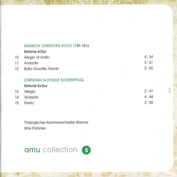 Christian Gotthelf Scheinpflug, Johann Ludwig Krebs, Christian Wilhelm Carl, Heinrich Christoph Koch – Thüringisches Kammerorchester Weimar, Max Pommer : Weimarer Klassik (CD, Album, RE)