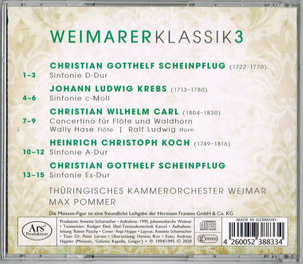 Christian Gotthelf Scheinpflug, Johann Ludwig Krebs, Christian Wilhelm Carl, Heinrich Christoph Koch – Thüringisches Kammerorchester Weimar, Max Pommer : Weimarer Klassik (CD, Album, RE)