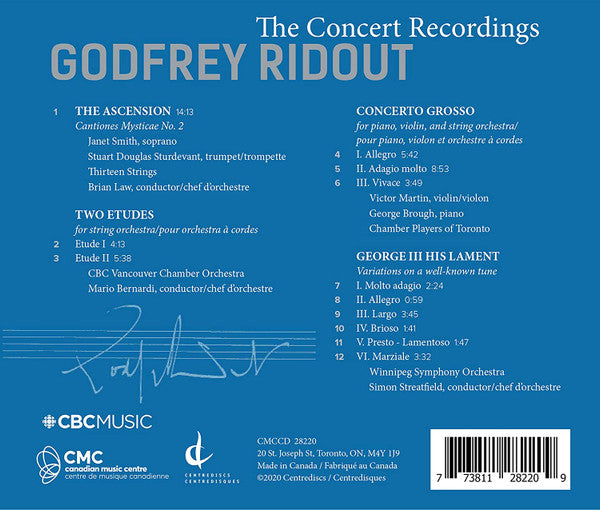 Godfrey Ridout : The Concert Recordings (CD, Comp)